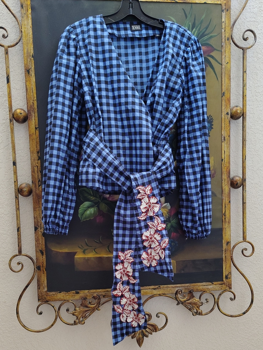Scotch and Soda Organic Cotton Embroidered Wrap Top Like New
